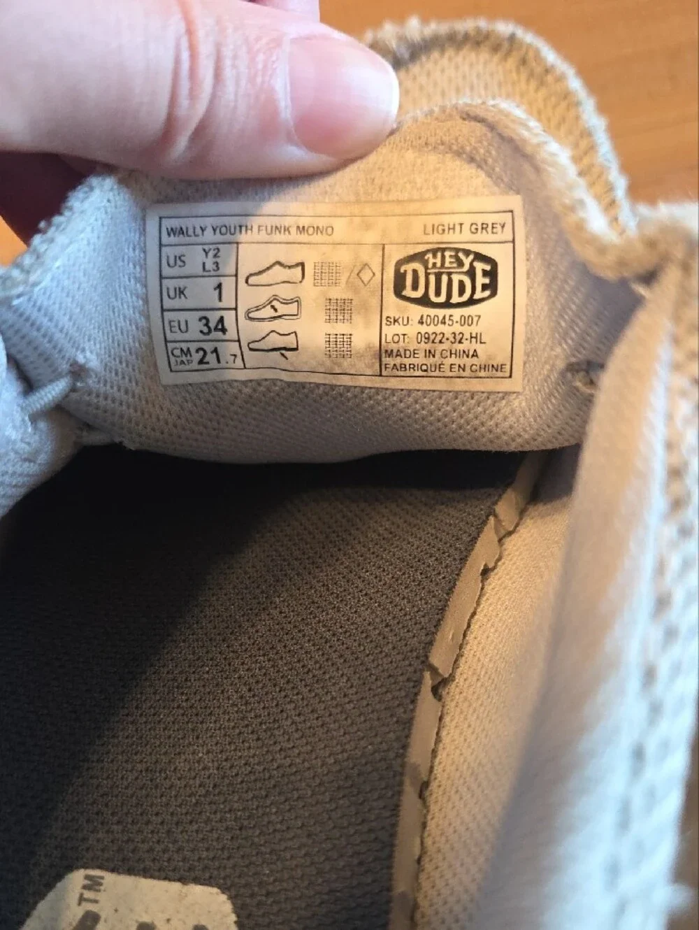 Hey Dude Kids Slip-On Shoes in Light Gray